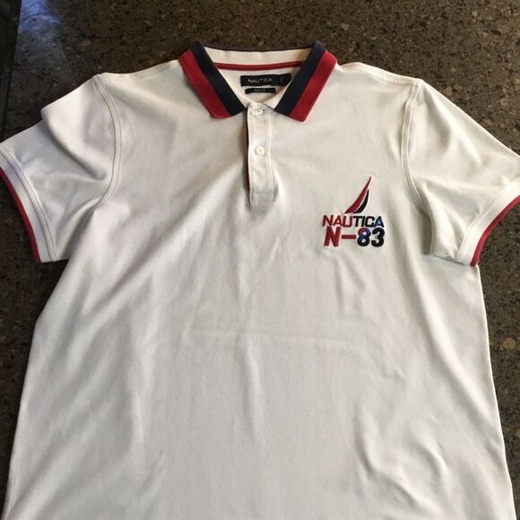 Nautica Slim‎ Fit White Polo Size Large - Picture 1 of 5